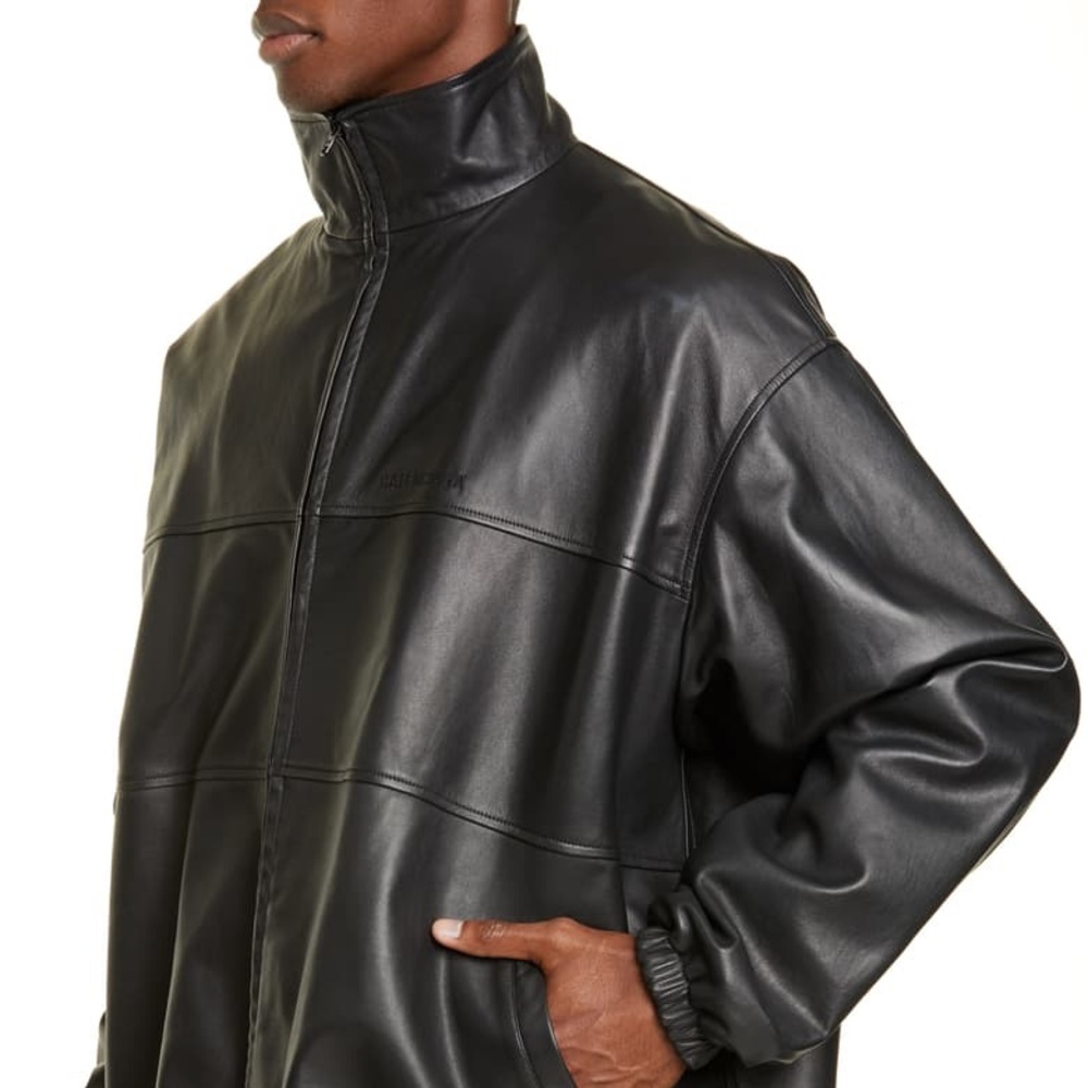 Balenciaga Blouson Soft Paneled Leather Jacket